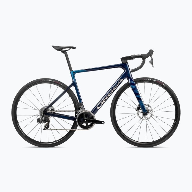 Orbea Orca Orca M31e Team 2023 albastru de vedere de carbon/titan biciclete de șosea