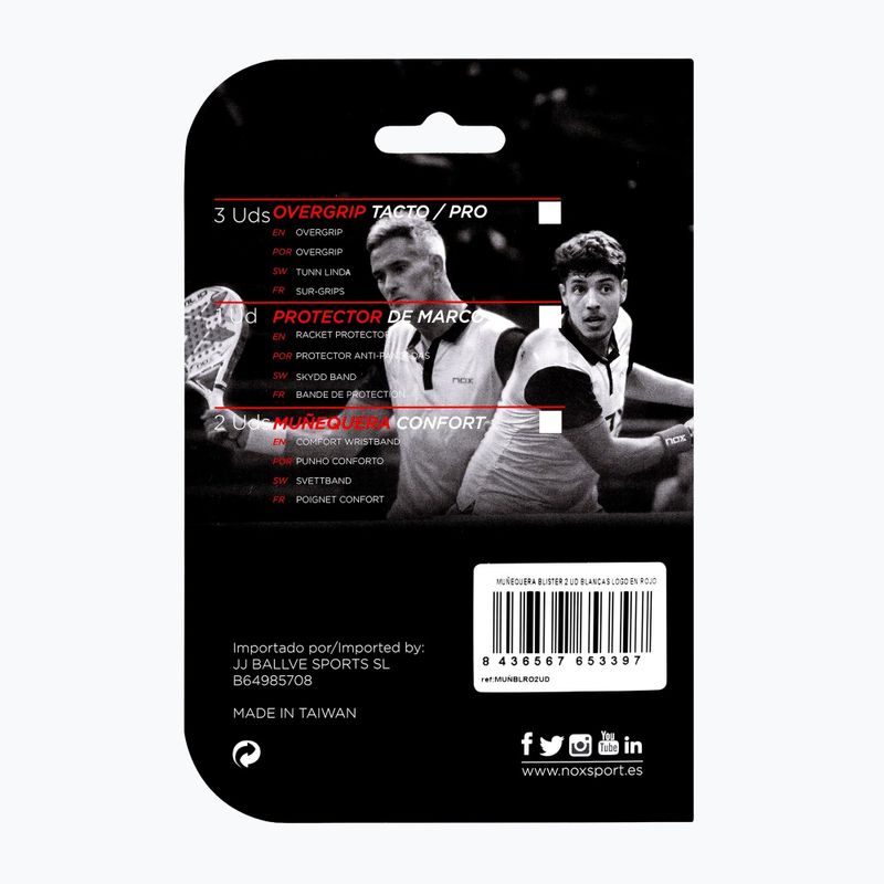 Benzi de încheietură NOX Wristband with Logo 2 szt. white/red 2