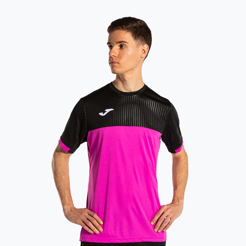 Tricou de tenis pentru bărbaț Joma Montreal fluorescent pink/black