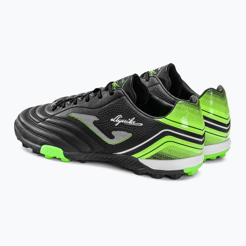 Ghete de fotbal Joma Aguila TF pentru bărbați, negru/verde fluor 3