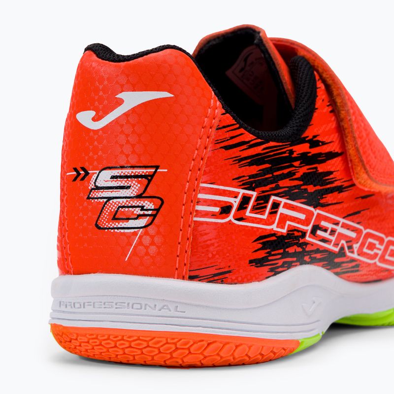 Joma Super Copa IN coral/verde fluor pentru copii ghete de fotbal pentru copii 8