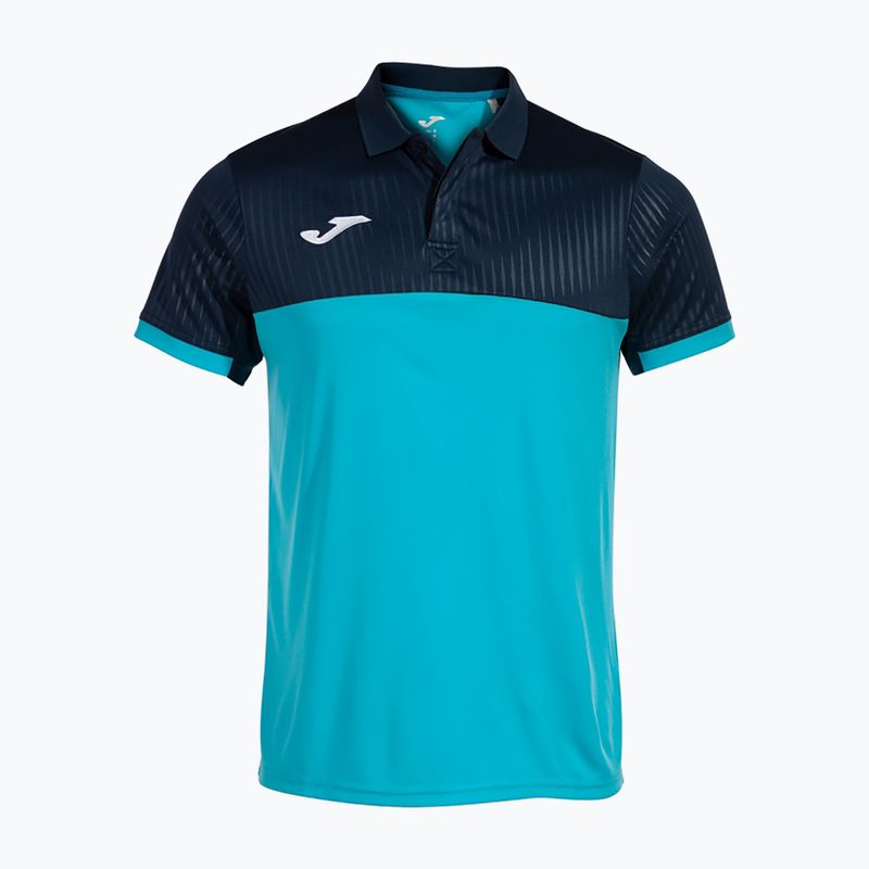 Tricou polo de tenis pentru bărbați Joma Montreal fluorescent turquoise/navy blue