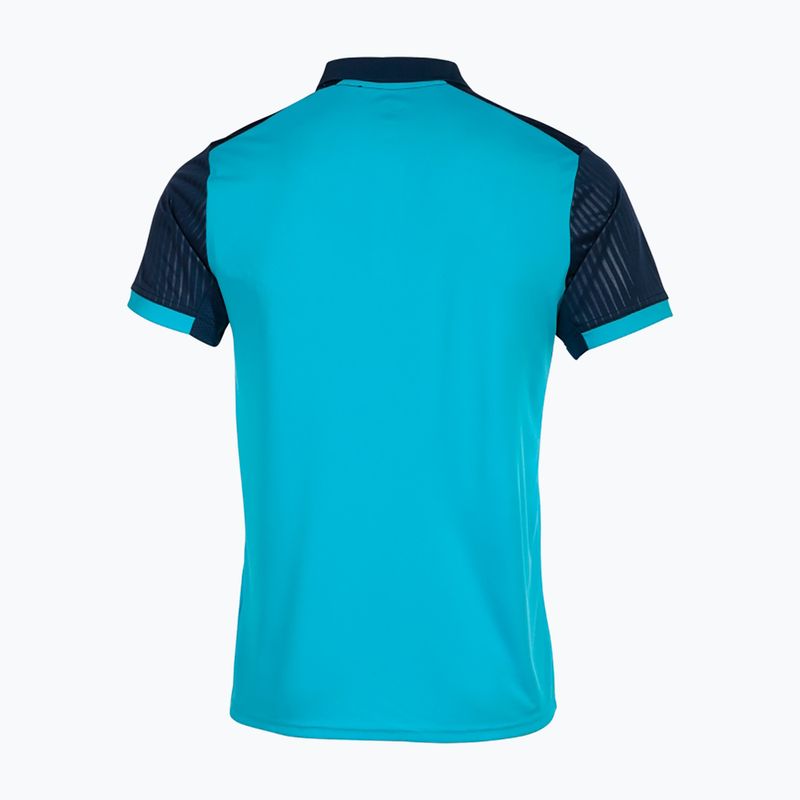 Tricou polo de tenis pentru bărbați Joma Montreal fluorescent turquoise/navy blue 2