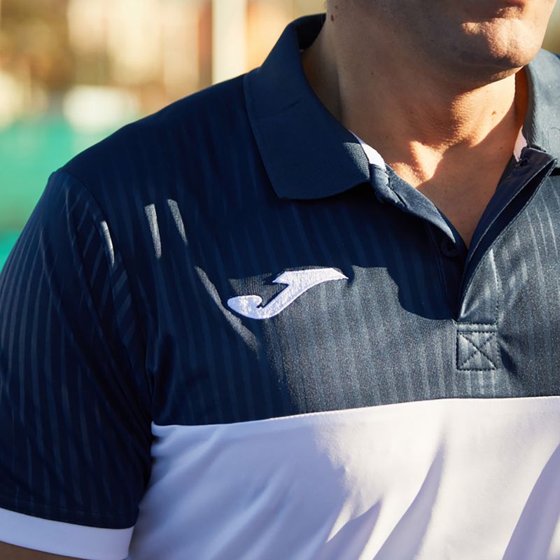 Tricou polo pentru bărbați Joma Montreal, alb/maroiaz 10