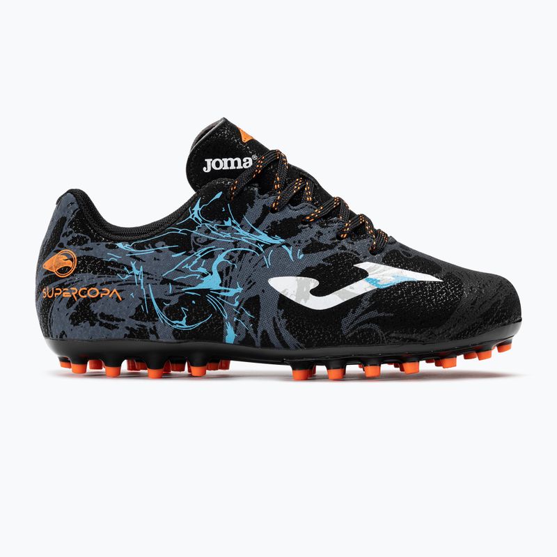 Încălțăminte de fotbal pentru copii Joma Super Copa Jr AG black/turquoise 2