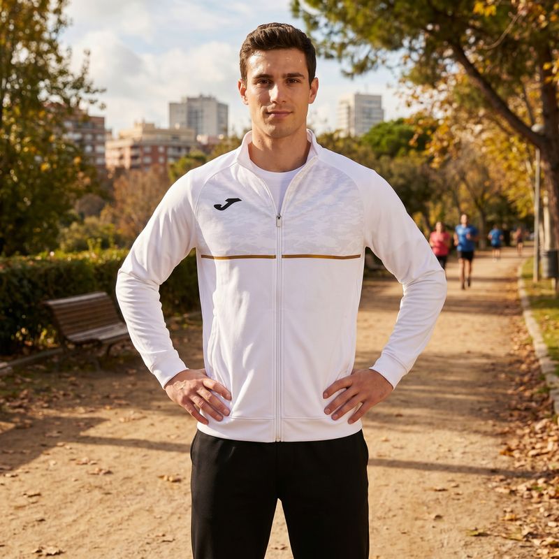 Bluză de alergare pentru bărbați Joma Record III Full Zip white 6