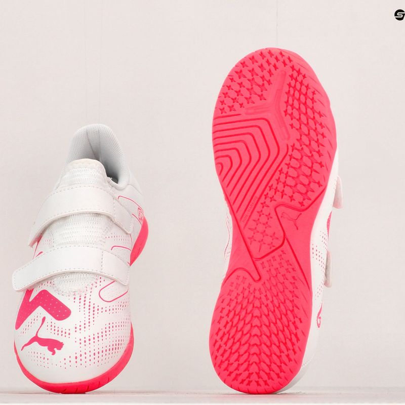 PUMA Future Play IT V Jr ghete de fotbal pentru copii puma white/fire orchid 15