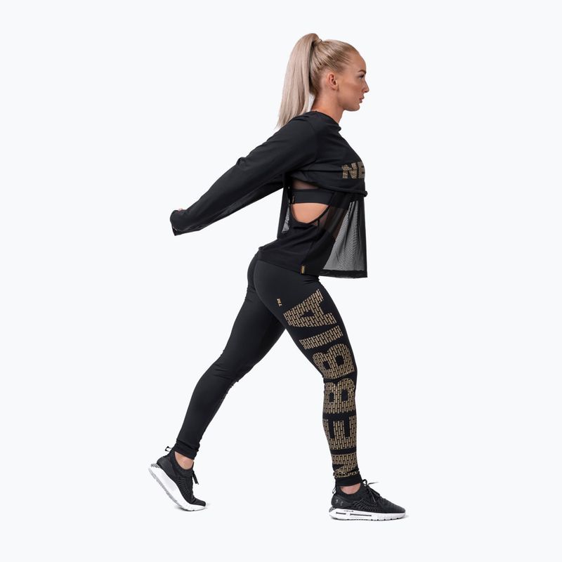 Colanți de antrenament pentru femei NEBBIA Gold Print negri 8270110