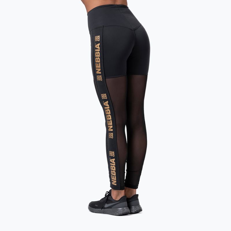 Colanți de antrenament pentru femei NEBBIA Gold Mesh negri 8290110 2