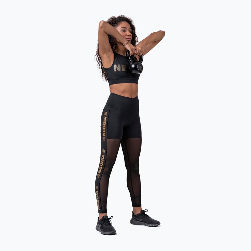 Colanți de antrenament pentru femei NEBBIA Gold Mesh negri 8290110 3