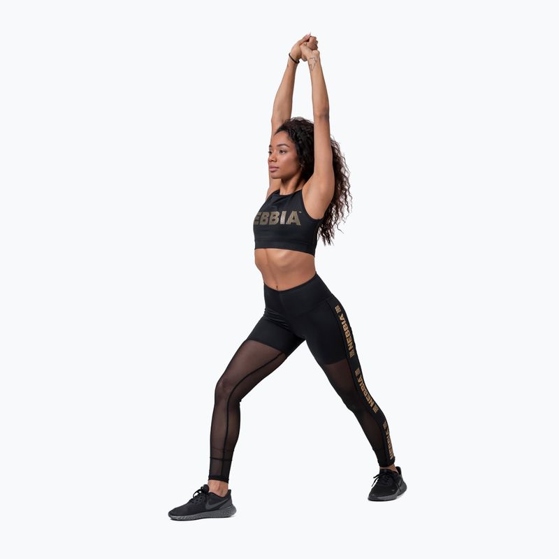 Colanți de antrenament pentru femei NEBBIA Gold Mesh negri 8290110 6