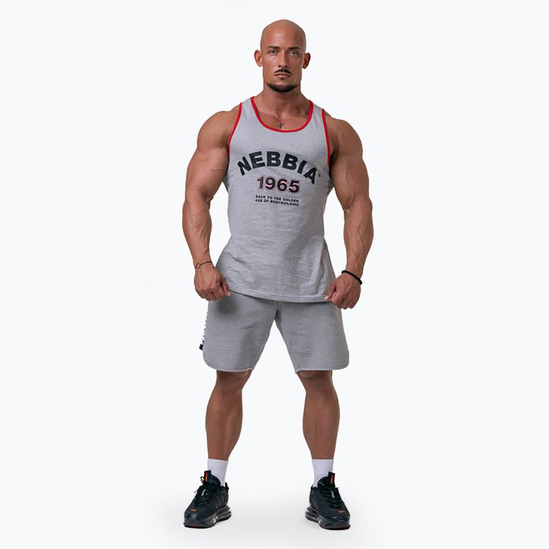 Tank top de antrenament pentru bărbați NEBBIA Old-School Muscle Tank Top light grey 2