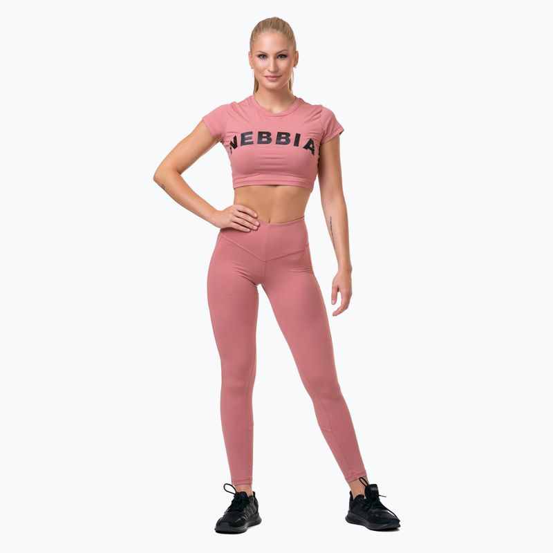 Jambiere de antrenament pentru femei NEBBIA Mesh High-Waist vechi trandafir vechi 5