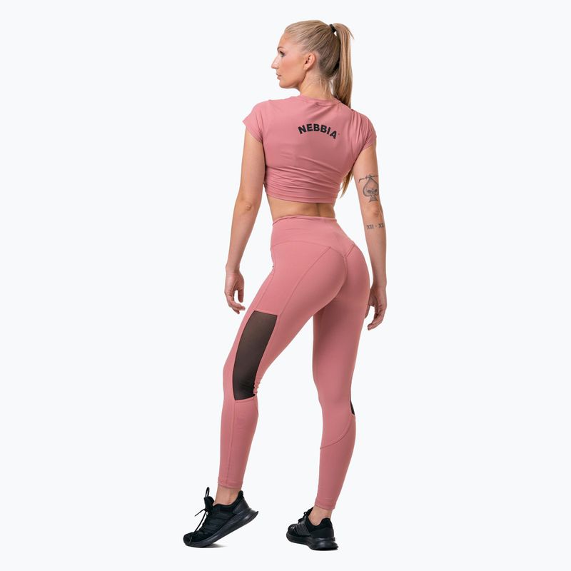 Jambiere de antrenament pentru femei NEBBIA Mesh High-Waist vechi trandafir vechi 7