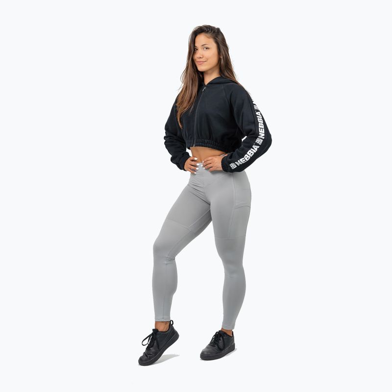 Bluză pentru femei NEBBIA Crop Hoodie Iconic black 2