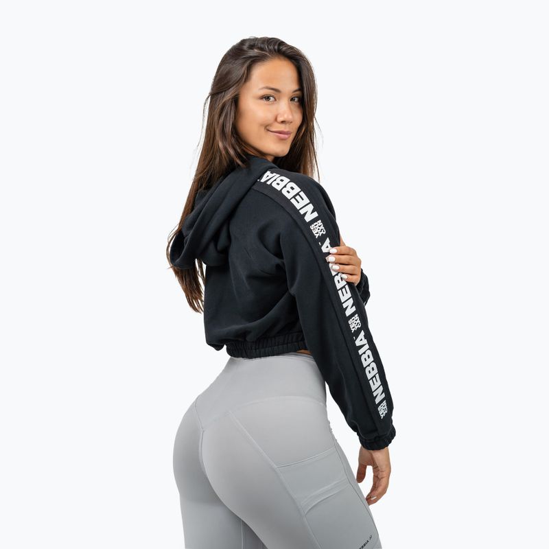 Bluză pentru femei NEBBIA Crop Hoodie Iconic black 3