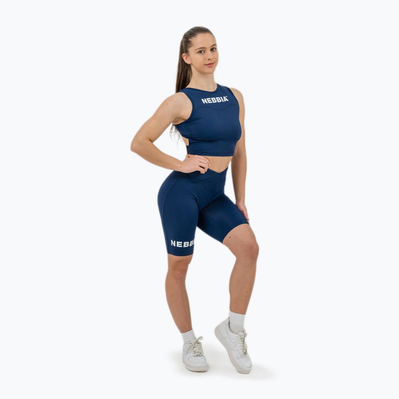 Colanți de antrenament pentru femei NEBBIA 9″ Snatched High Waisted dark blue 2