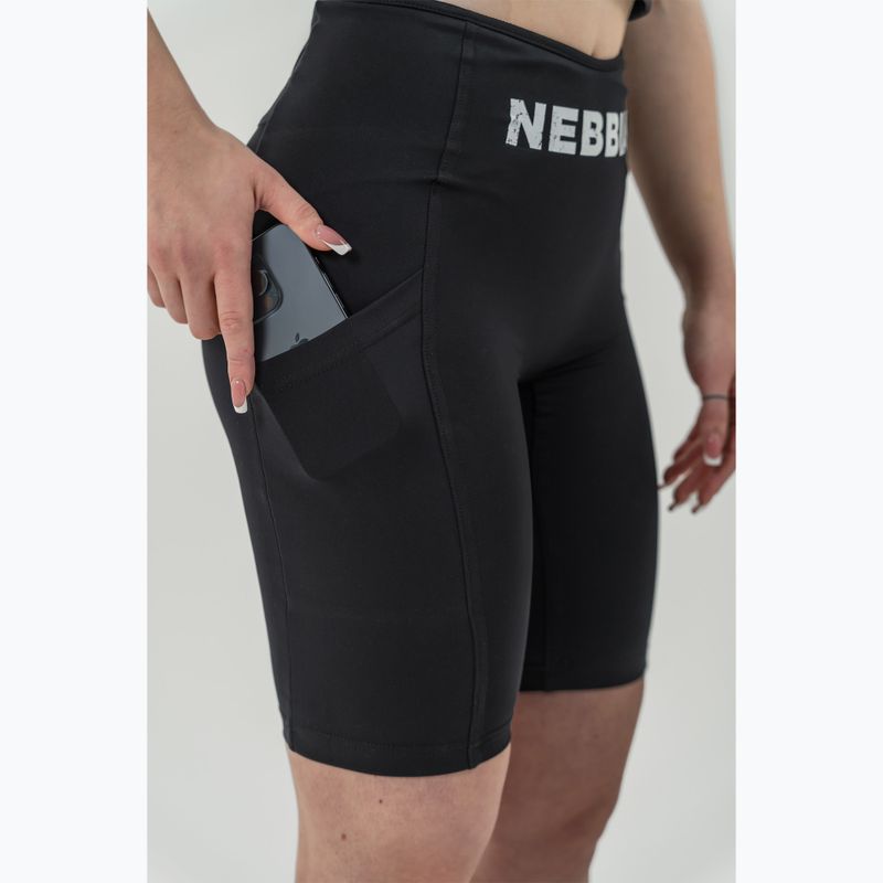 Pantaloni scurți de antrenament pentru femei NEBBIA High Waisted Biker 10″ Gym Therapy black 6