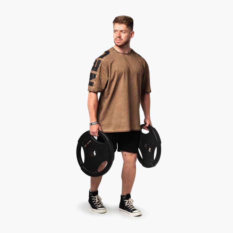 Tricou de antrenament pentru bărbați NEBBIA Washed-Off Lifting Club light brown 5