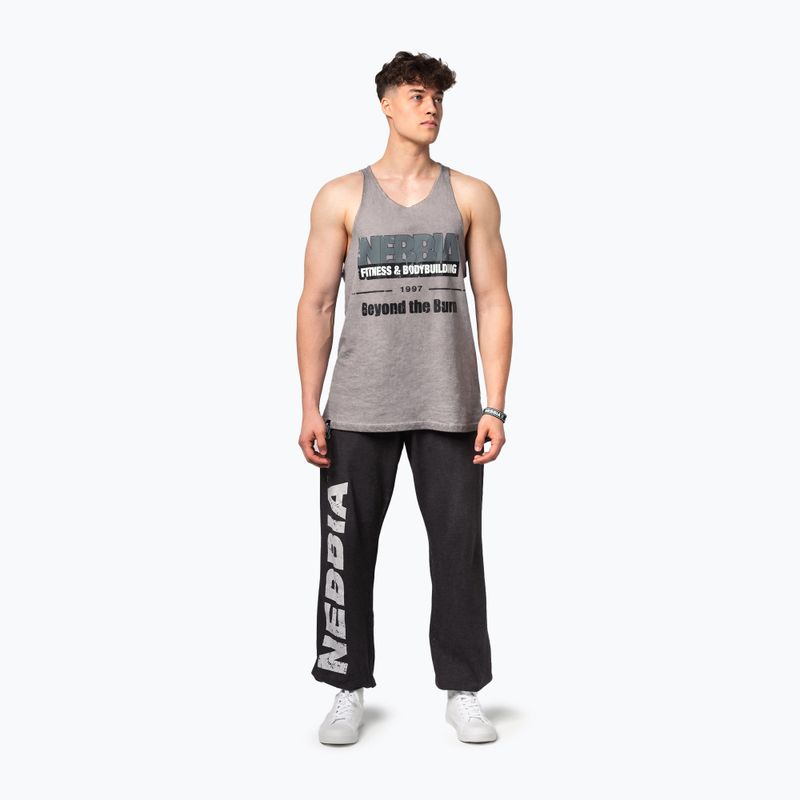 Tank top de antrenament pentru bărbați  NEBBIA Washed-Off Stringer Max Out light grey 2