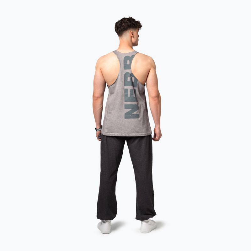 Tank top de antrenament pentru bărbați  NEBBIA Washed-Off Stringer Max Out light grey 3