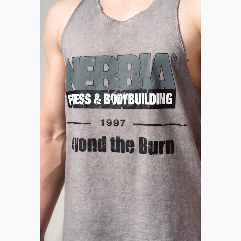 Tank top de antrenament pentru bărbați  NEBBIA Washed-Off Stringer Max Out light grey 4