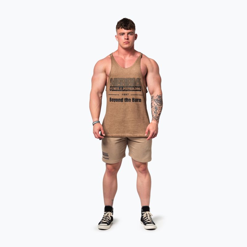 Tank top de antrenament pentru bărbați  NEBBIA Washed-Off Stringer Max Out light brown 2