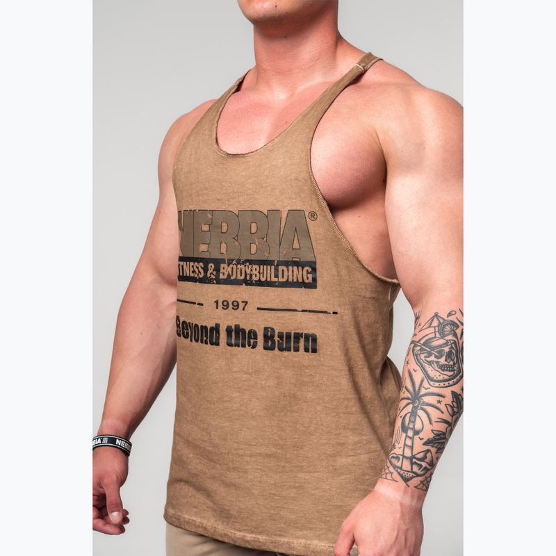 Tank top de antrenament pentru bărbați  NEBBIA Washed-Off Stringer Max Out light brown 4