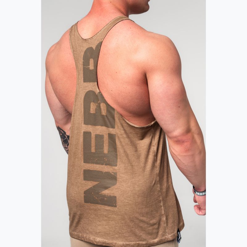 Tank top de antrenament pentru bărbați  NEBBIA Washed-Off Stringer Max Out light brown 5