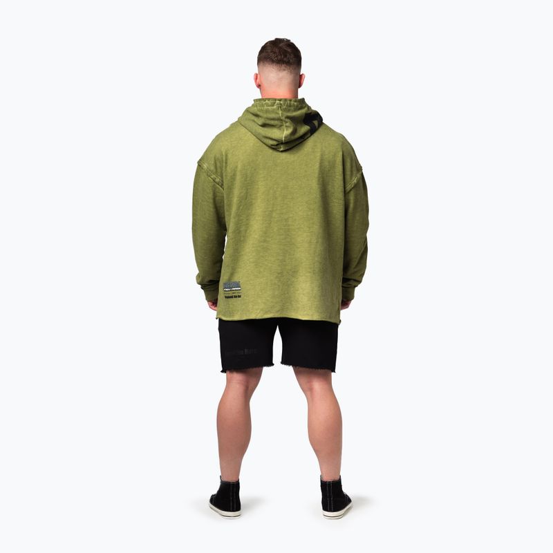 Hanorac de antrenament pentru bărbați NEBBIA Washed-Off Hoodie NO BS green 3