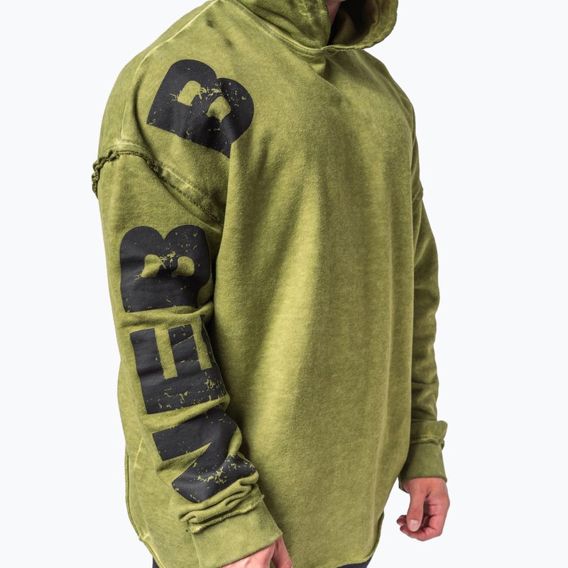 Hanorac de antrenament pentru bărbați NEBBIA Washed-Off Hoodie NO BS green 5