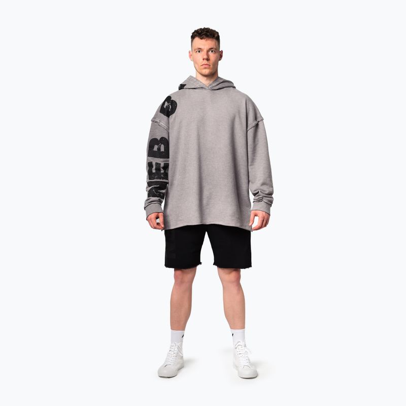 Hanorac de antrenament pentru bărbați NEBBIA Washed-Off Hoodie NO BS light grey 2