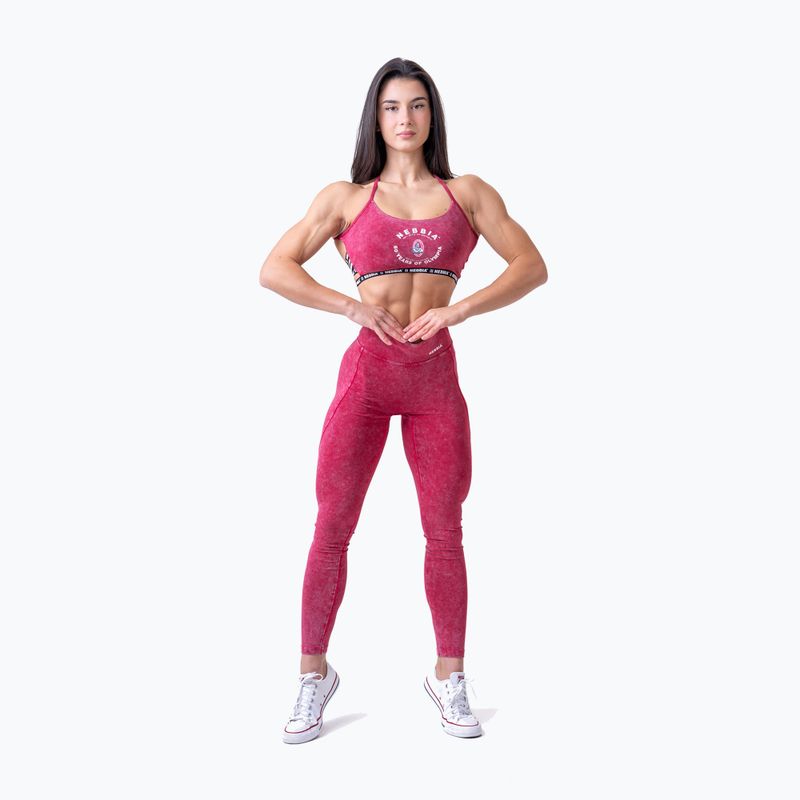 Colanți de antrenament pentru femei NEBBIA Washed High Waisted Legacy red 2