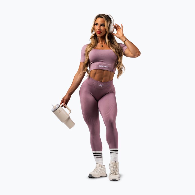 Colanți de antrenament pentru femei NEBBIA Flow Seamless Maximum Push-Up pink 2