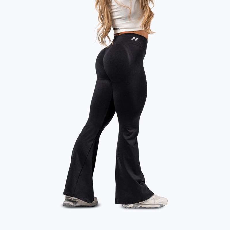 Colanți de antrenament pentru femei NEBBIA Flow Seamless High Waist Sculpting Flared Black 3