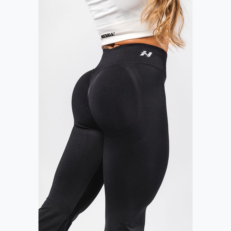 Colanți de antrenament pentru femei NEBBIA Flow Seamless High Waist Sculpting Flared Black 5
