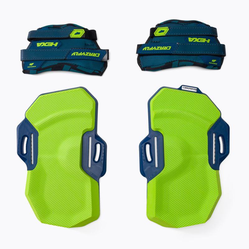 Tampoane și curele pentru kiteboard CrazyFly Hexa II Binding Small albastru-verde T016-0264
