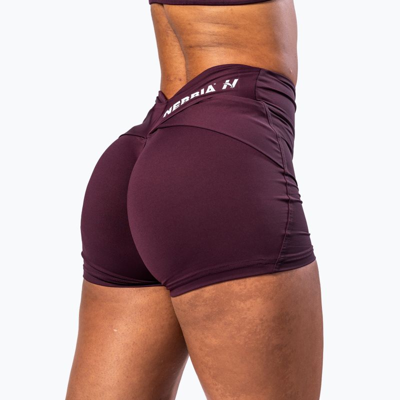 Pantaloni scurți de antrenament pentru femei NEBBIA Strong Beauty dark red 3
