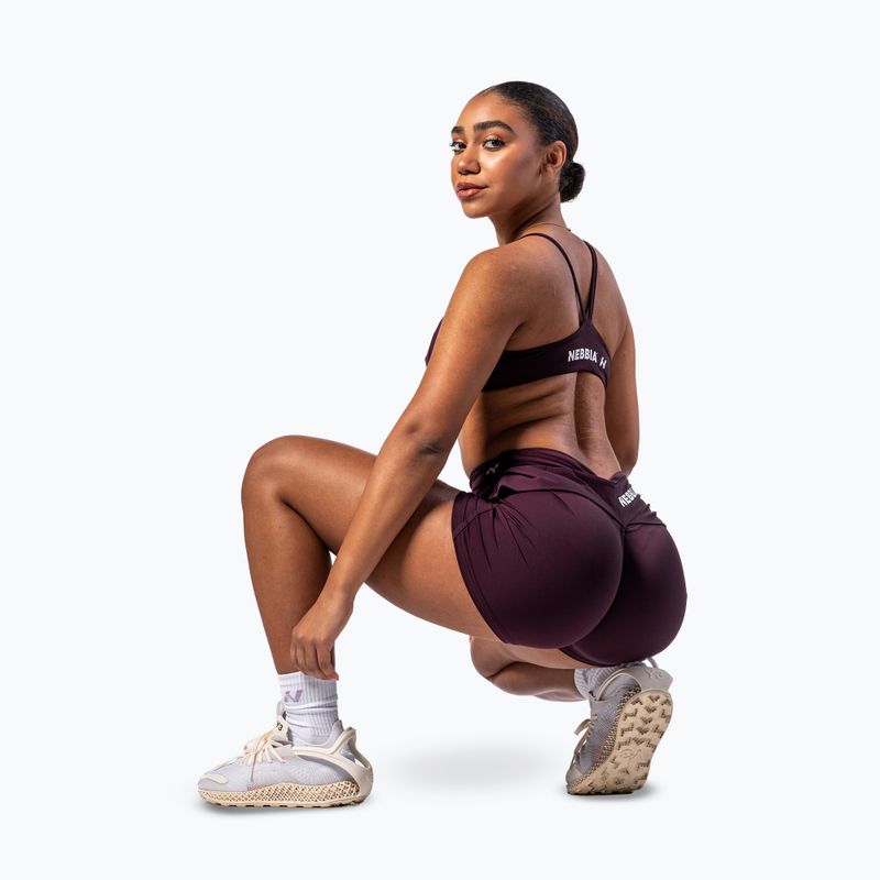 Pantaloni scurți de antrenament pentru femei NEBBIA Strong Beauty dark red 5