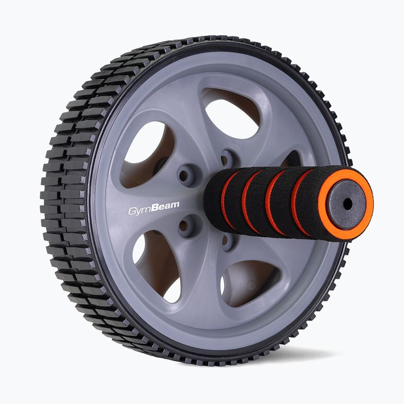 Roata pentru exerciții pentru mușchii abdominali GymBeam Ab Wheel negru/gri/oranj