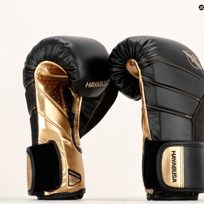 Hayabusa T3 negru/aur mănuși de box negru/auriu 11