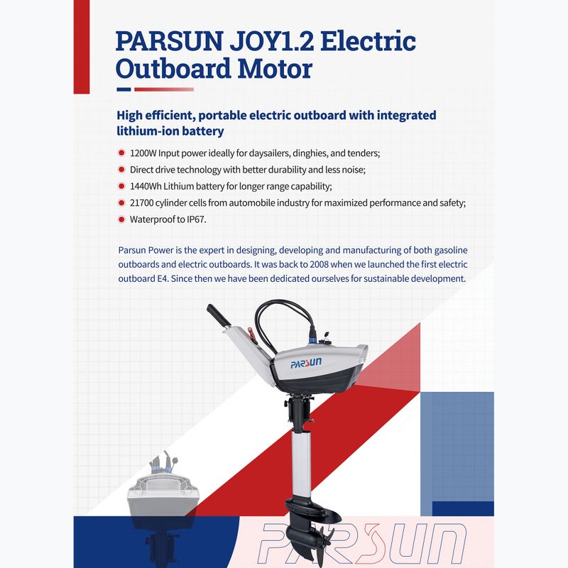 Motor electric Parsun Joy 1.2 S with battery white 2