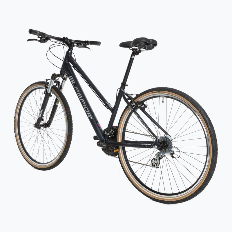 Bicicleta de cross pentru femei Superior RX 510 L albastru mat de noapte/argintiu/galben neon 3