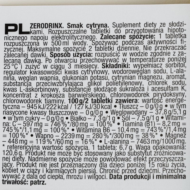 18 tablete pentru băutură hipotonică cu lămâie Nutrend Zero Drinx VR-016-18-CI 2