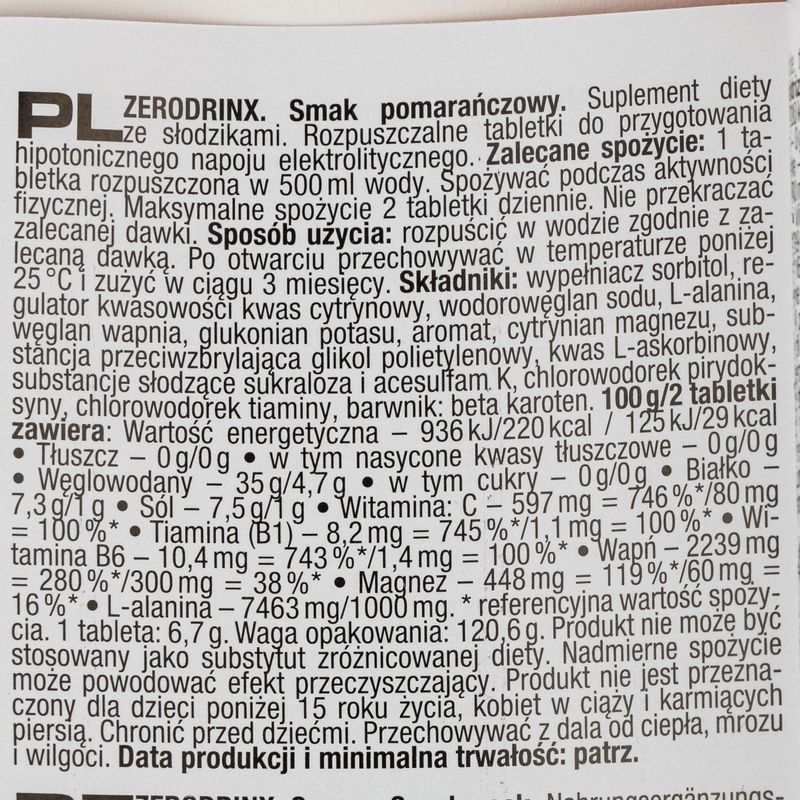 Nutrend Zero Drinx băutură hipotonică 18 comprimate portocalie VR-016-18-PO 2