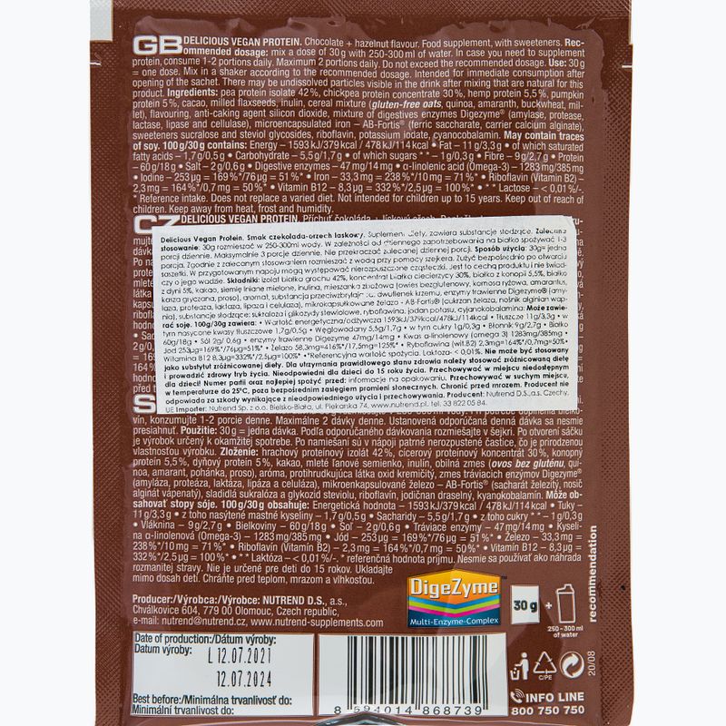 Nutrend Delicious Vegan Protein Shake 5X30g ciocolată-alune VS-105-150-ČLO 2