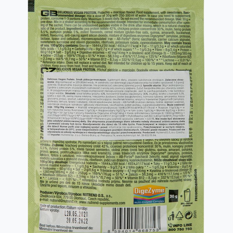 Shake proteic Nutrend Delicious Vegan Protein 5X30g fistic-marțipan VS-105-150-PIMC 2