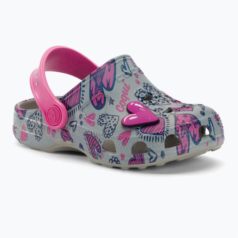 Coqui Little Frog mid.grey/fuchsia love/amulet sandale pentru copii 2