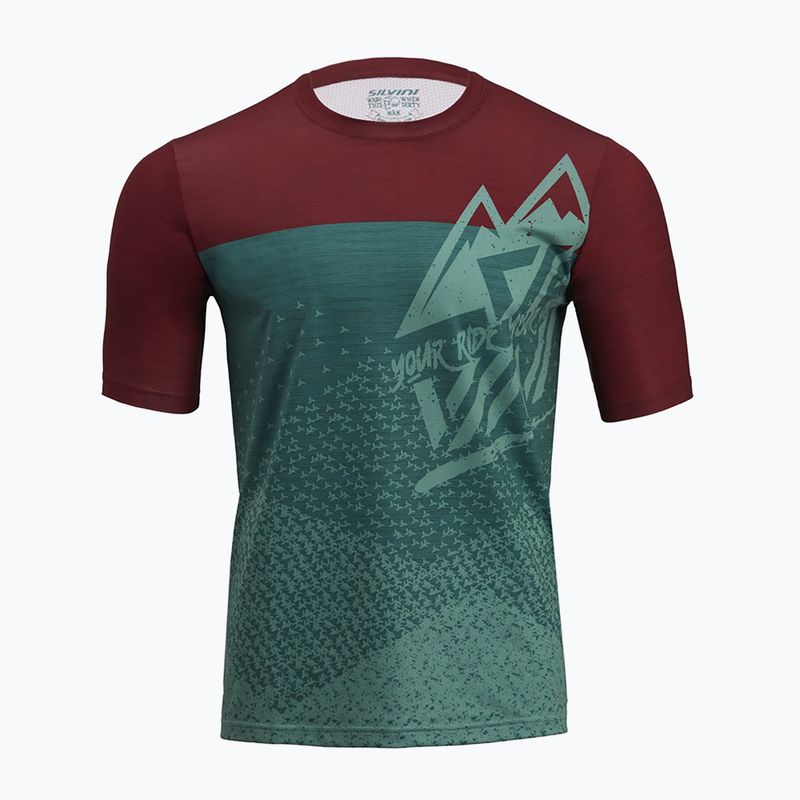 Tricou de ciclism pentru bărbați SILVINI Denno maroon-verde 3121-MD1803/92432