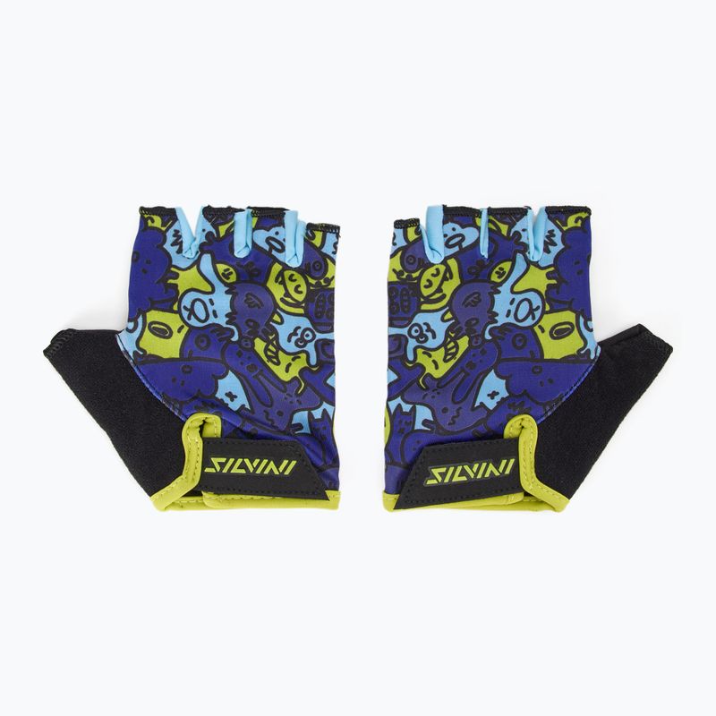 Mănuși de ciclism pentru copii SILVINI Locri blue/neon 2